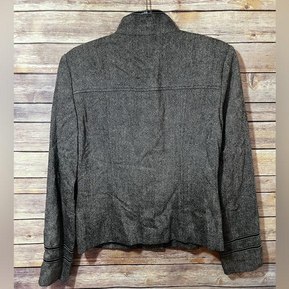 Kors Micheal Kors Black Tweed Jacket Leather Trim Size 8 - Picture 4 of 6